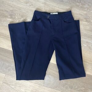Zara Navy Blue Wide-Leg Pants